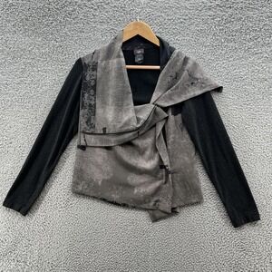 Crea Concept Jacket Womens Small Gray Black Asymmetrical Zip Avant Garde Art Top